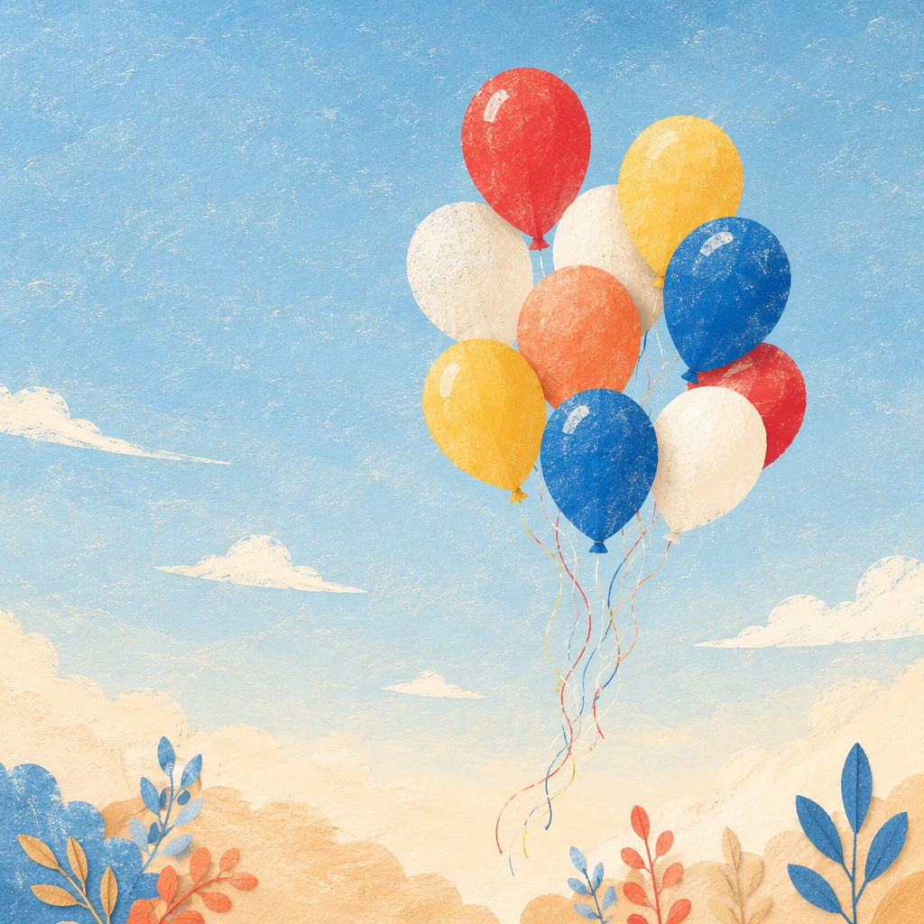 Colorful Balloons in Bright Blue Sky
