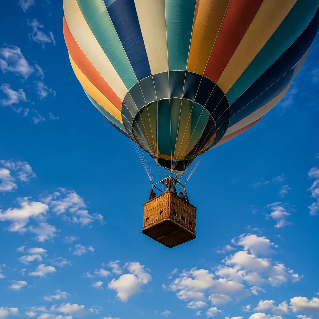 Colorful Hot Air Balloon in Blue Sky