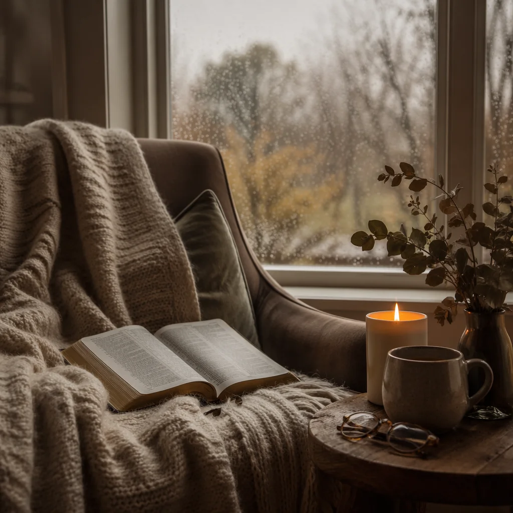 Cozy Reading Nook by Rainy Window