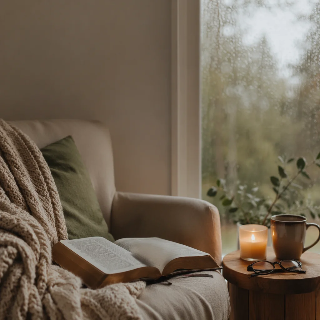 Cozy Reading Nook by Rainy Window