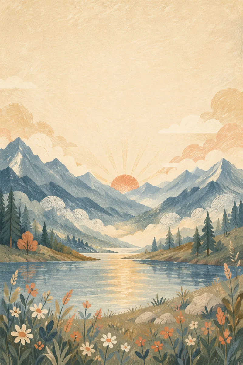 Peaceful Mountain Sunrise Bible Verse Background