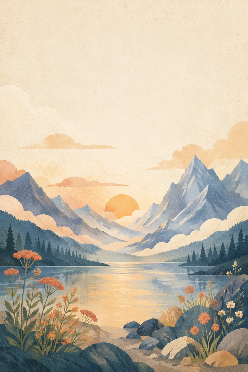 Peaceful Mountain Sunrise Bible Verse Wallpaper