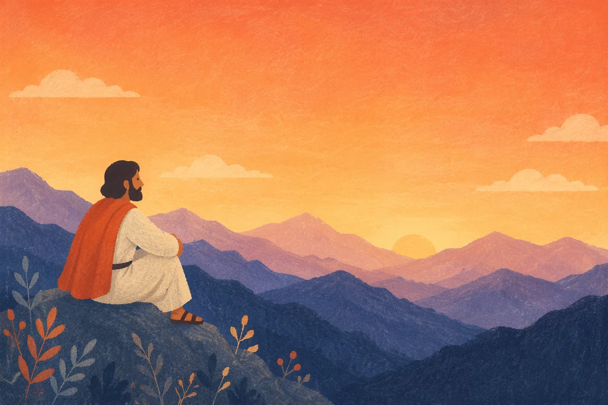 Serene Mountain Sunset Bible Verse Wallpaper