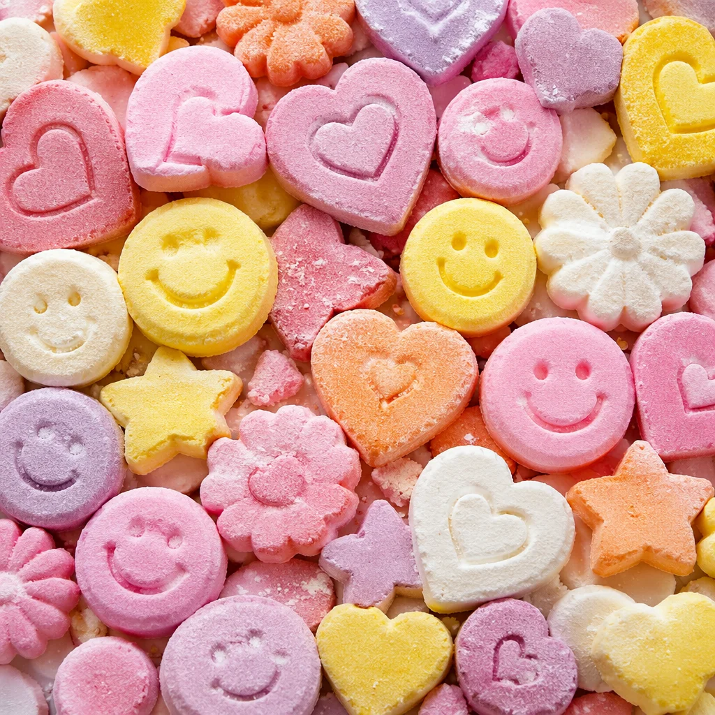 Colorful Emoji Cookie Candy Flat Lay