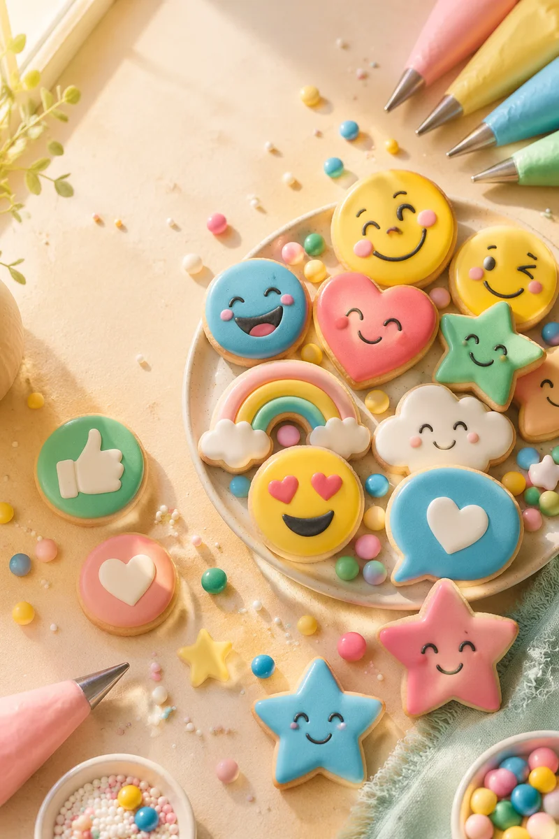 Colorful Playful Emoji Cookies and Candy