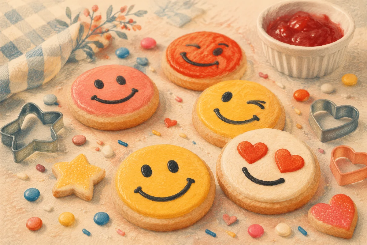 Emoji Sugar Cookies with Colorful Candy