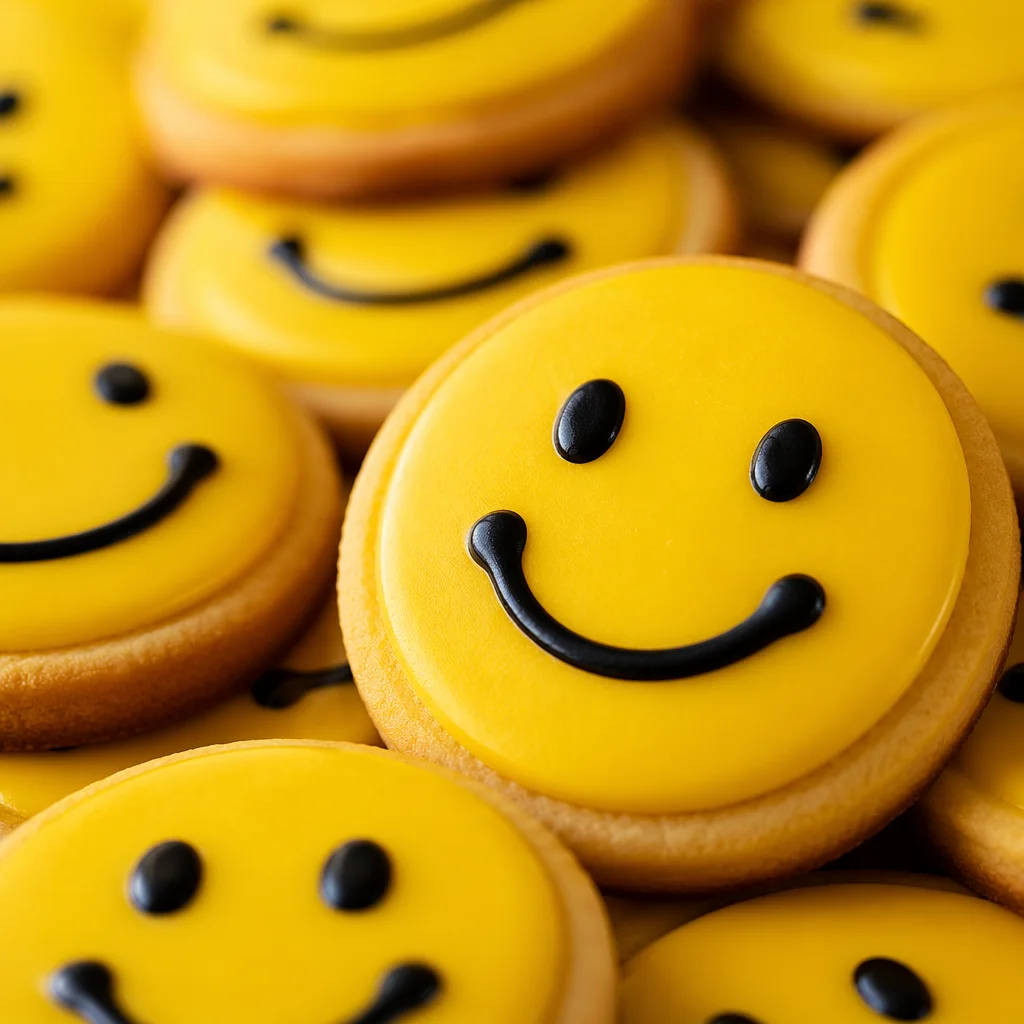 Playful Smiley Face Cookie Macro Pattern