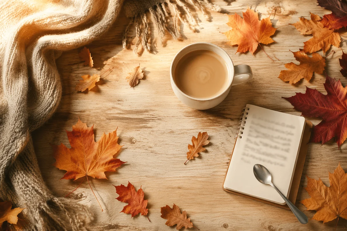 Cozy Autumn Coffee Flat Lay Scene