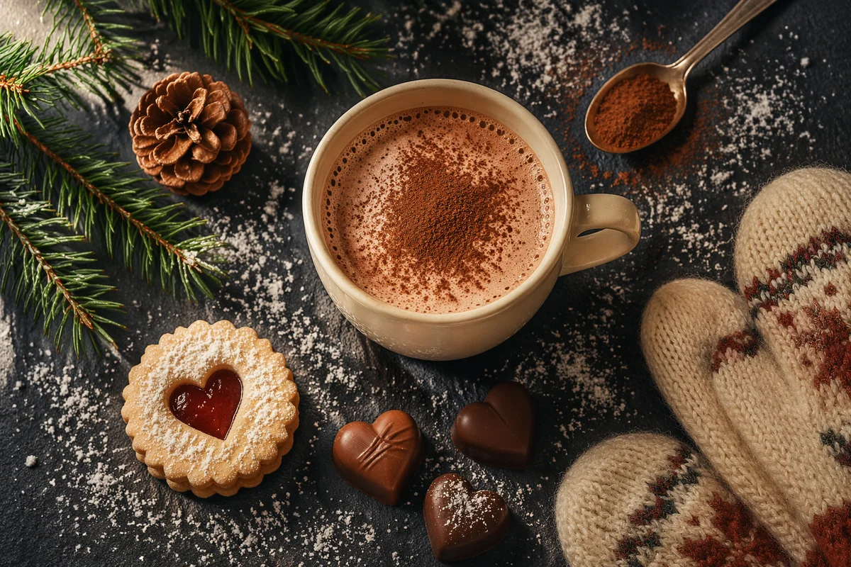 Cozy Winter Cocoa Flat Lay with Mittens