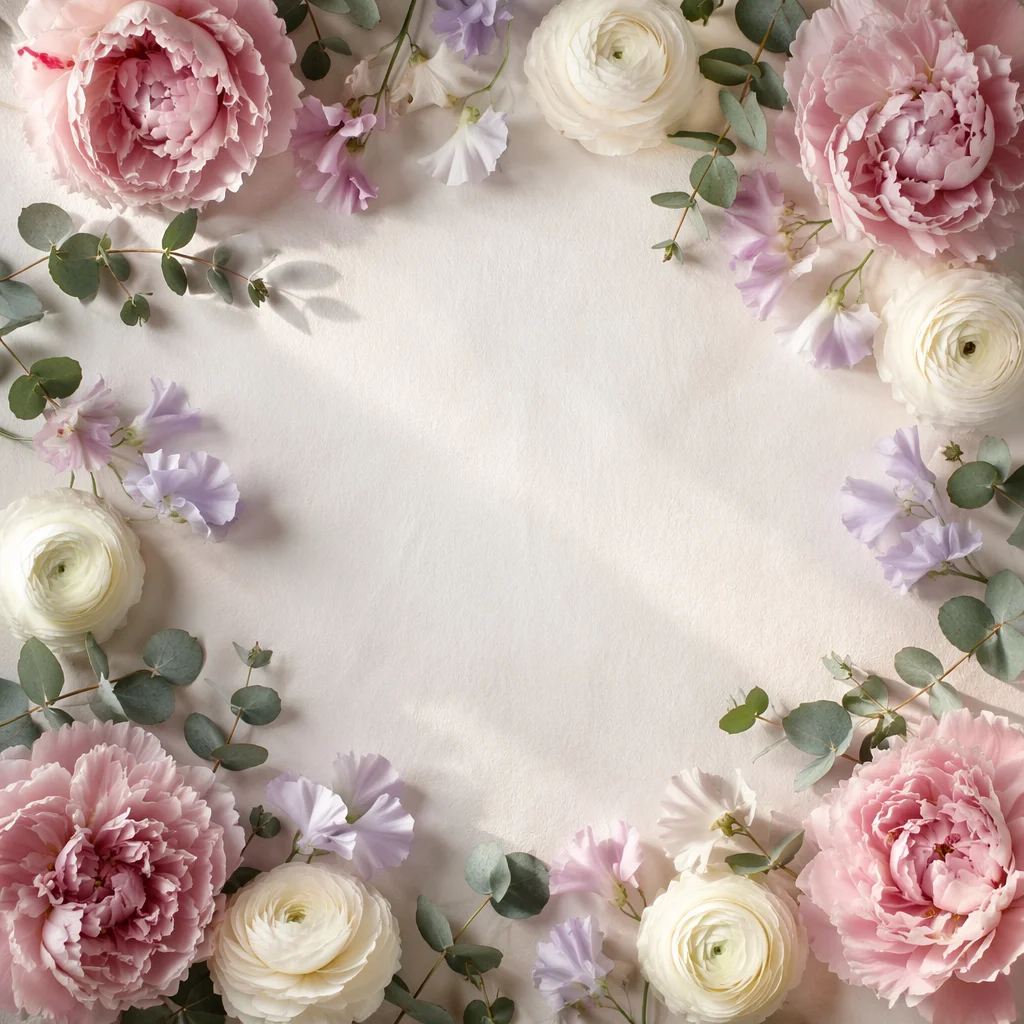 Delicate Floral Frame on Textured Paper