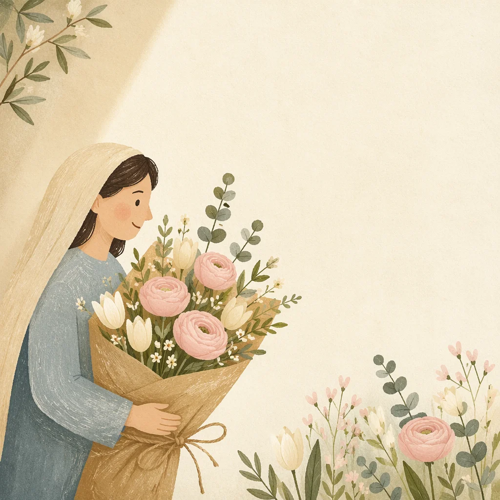 Spring Flower Bouquet with Elegant Text Space