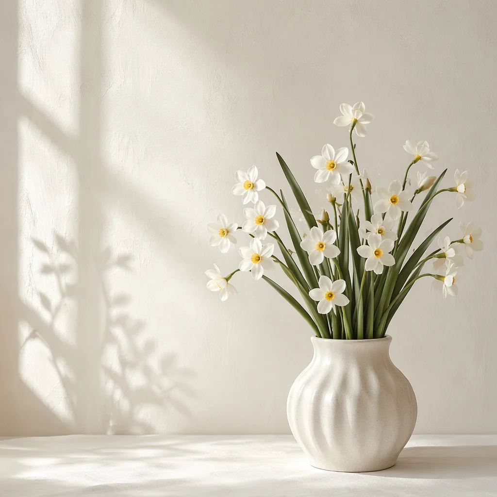 Fresh Spring Flowers in Ceramic Vase