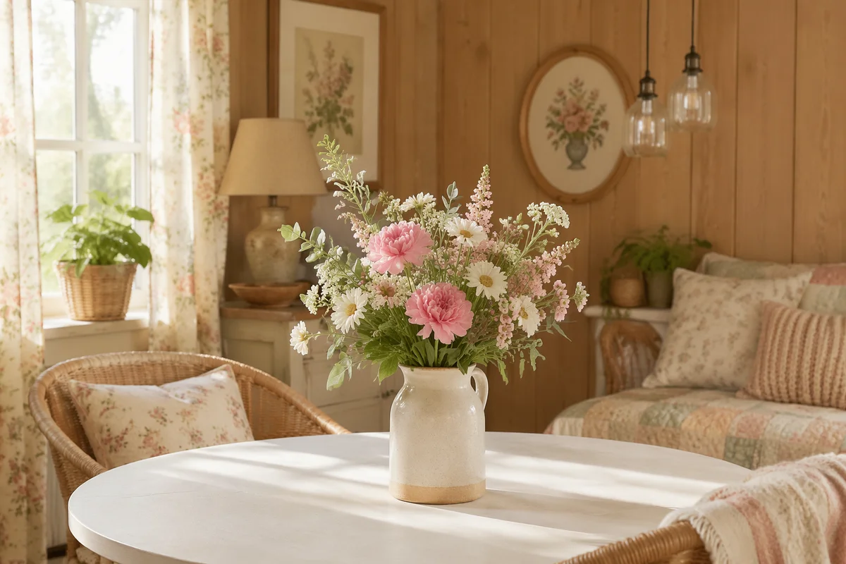 Fresh Flowers on White Table in Cozy Room