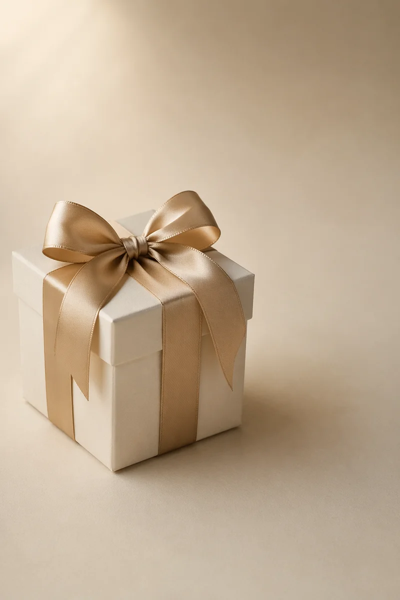Elegant Ivory Gift Box with Satin Ribbon
