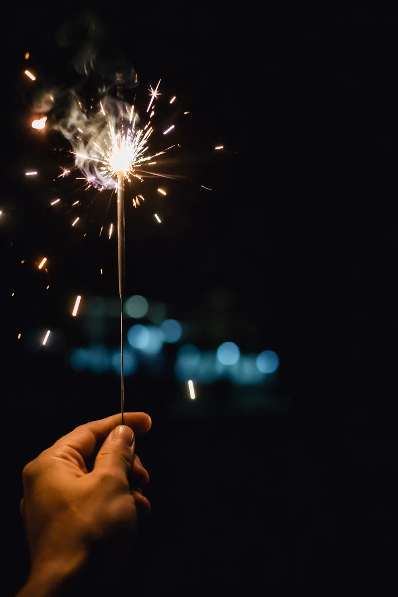 Night Celebration Sparkler With Dark Copy Space