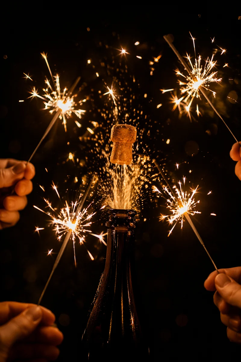 Golden Sparkler Celebration at Night