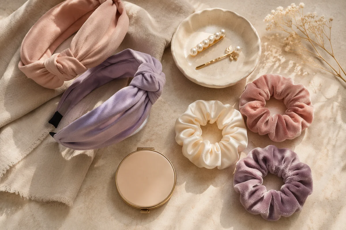 Elegant Hair Accessories Flat Lay Aesthetic