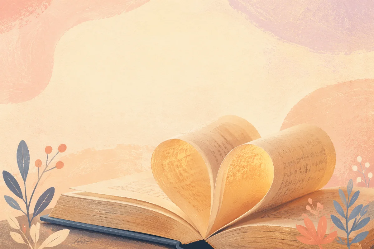 Pastel Open Book Heart Story Background