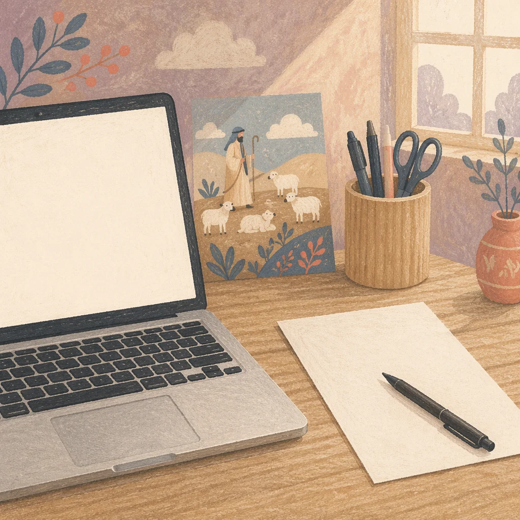 Rustic Laptop Screen Mockup Workspace