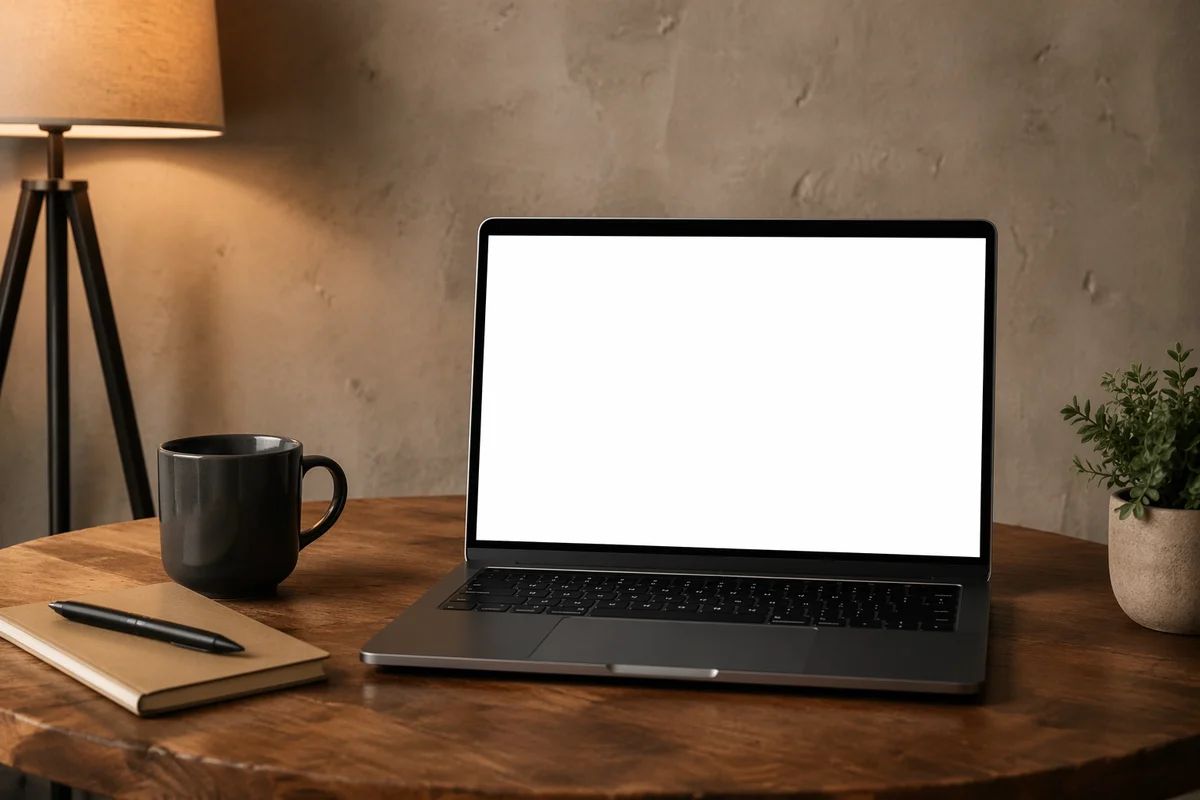 Blank Laptop Screen Workspace Mockup