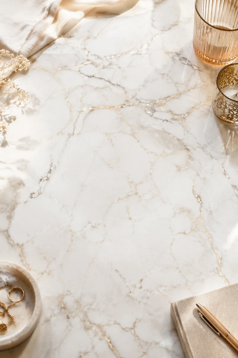 Elegant White Marble with Gold Veins