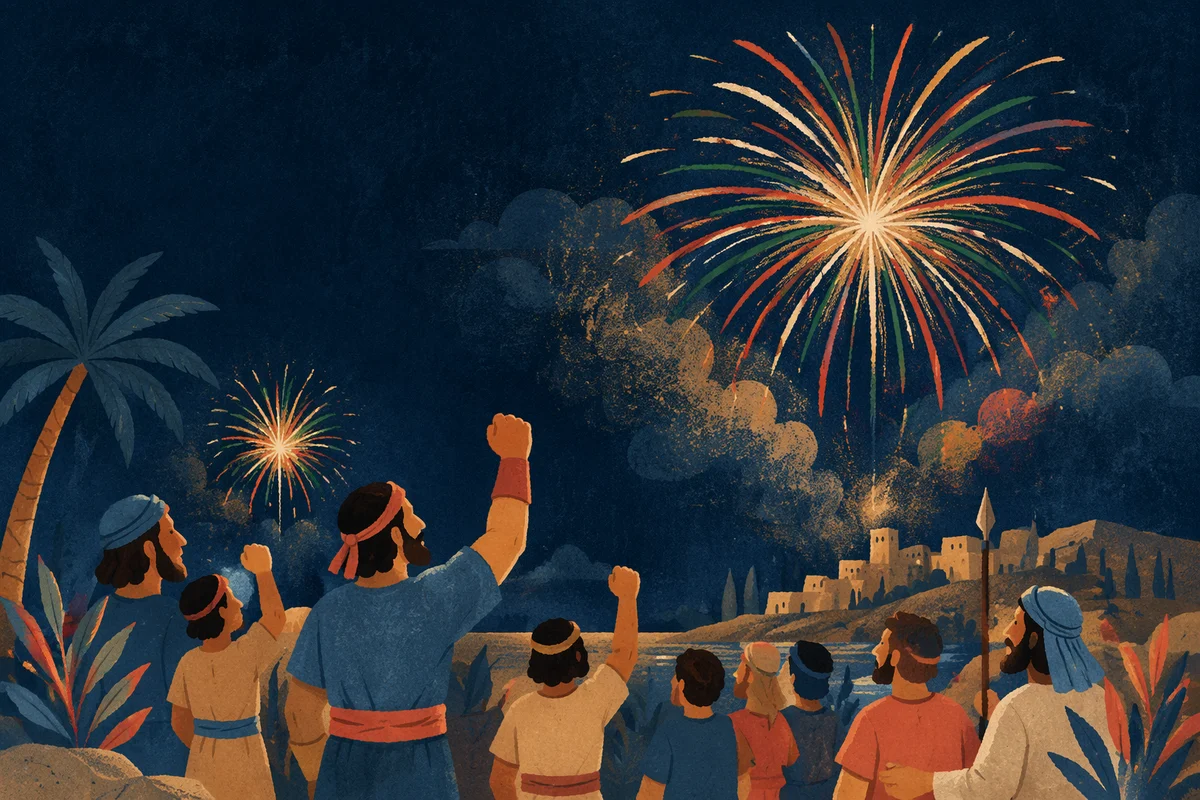 Colorful Fireworks Bursts in Night Sky