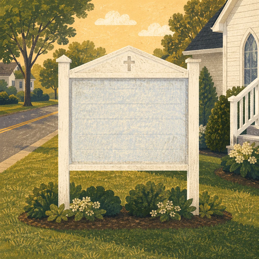 Wednesday Church Service Sign on Lawn