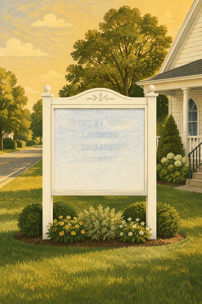 Wednesday Church Service Sign at Golden Hour