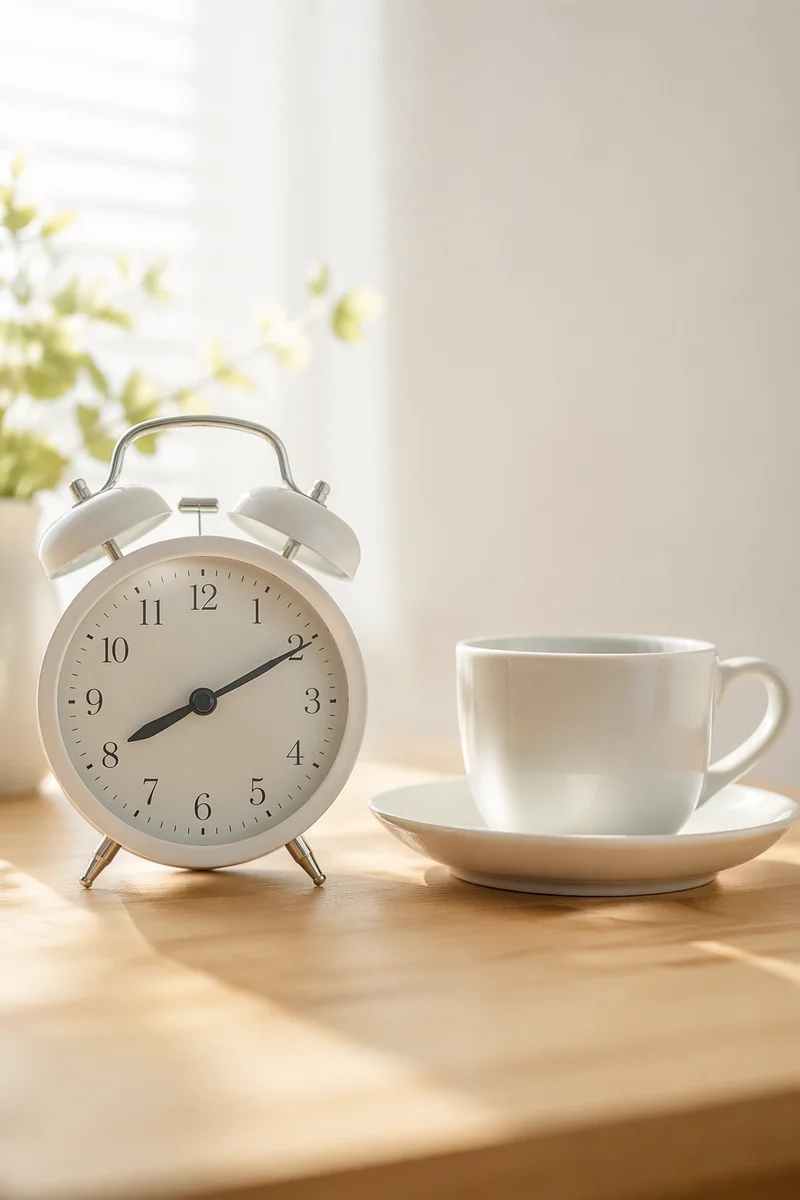 Minimalist Morning Clock and Coffee Cup