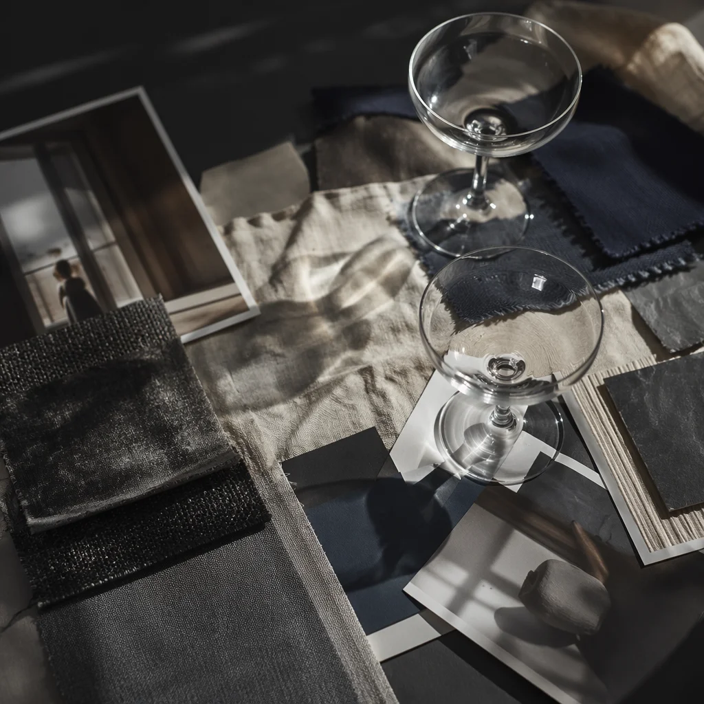 Moody Fabric Moodboard Flat Lay