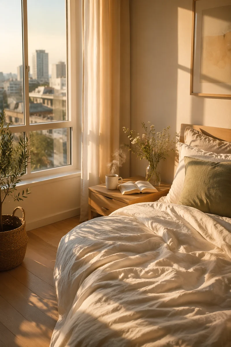 Morning Sunlight Through Apartment Bedroom Window