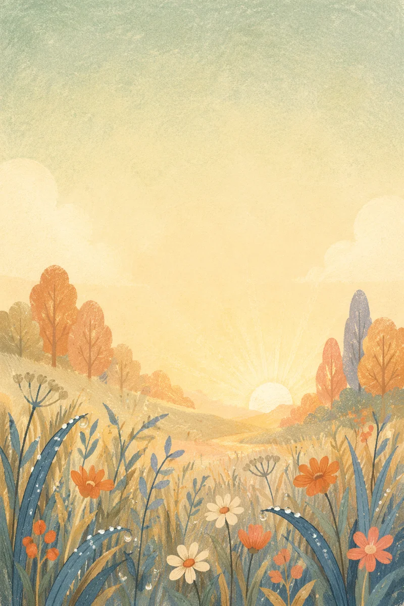 Hopeful Sunrise Meadow Text Space Background