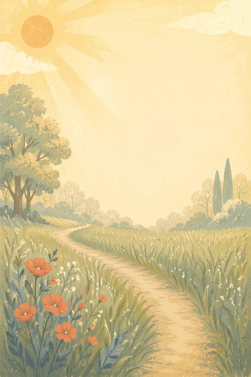 Sunrise Meadow Path with Text Space