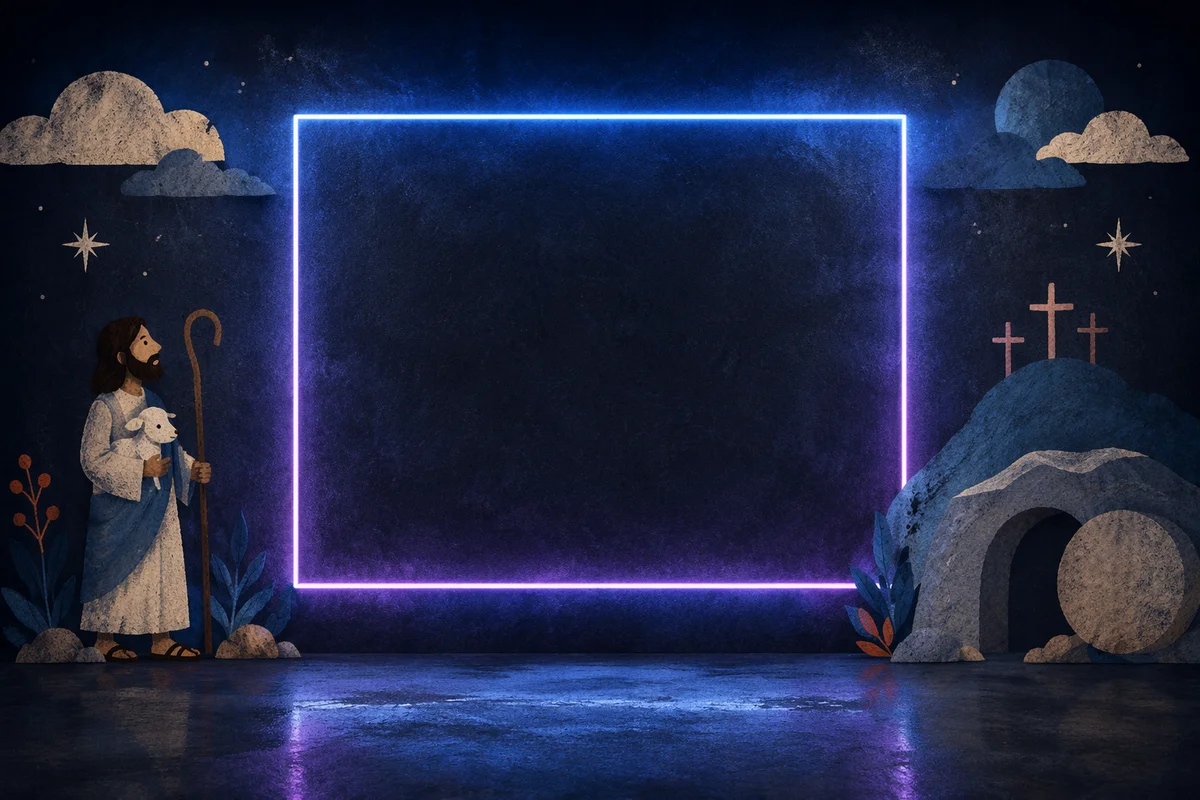 Blue Violet Neon Frame Copy Space