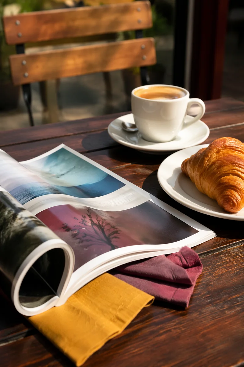 Cozy Café Magazine and Coffee Still Life