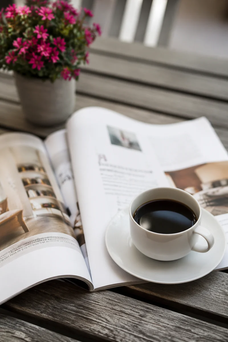 Cozy Coffee Magazine Flat Lay