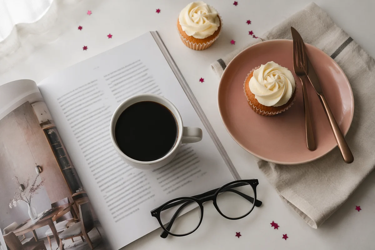 Cozy Coffee Break Magazine Flat Lay