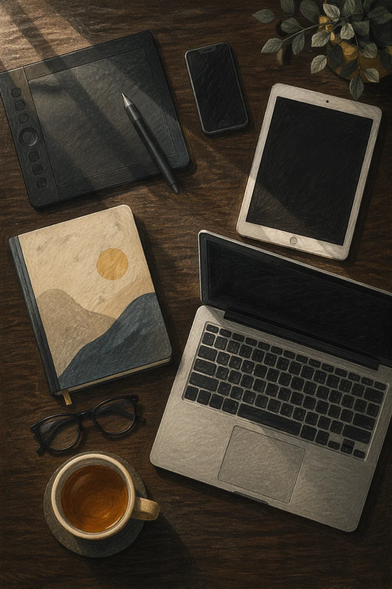 Overhead Creative Desk Flat Lay