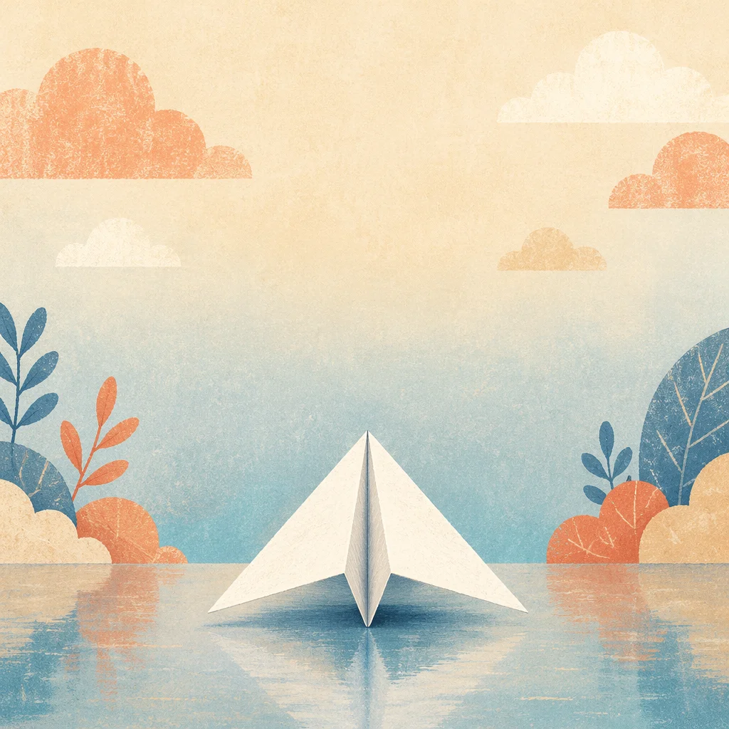 Paper Airplane Over Dreamy Gradient