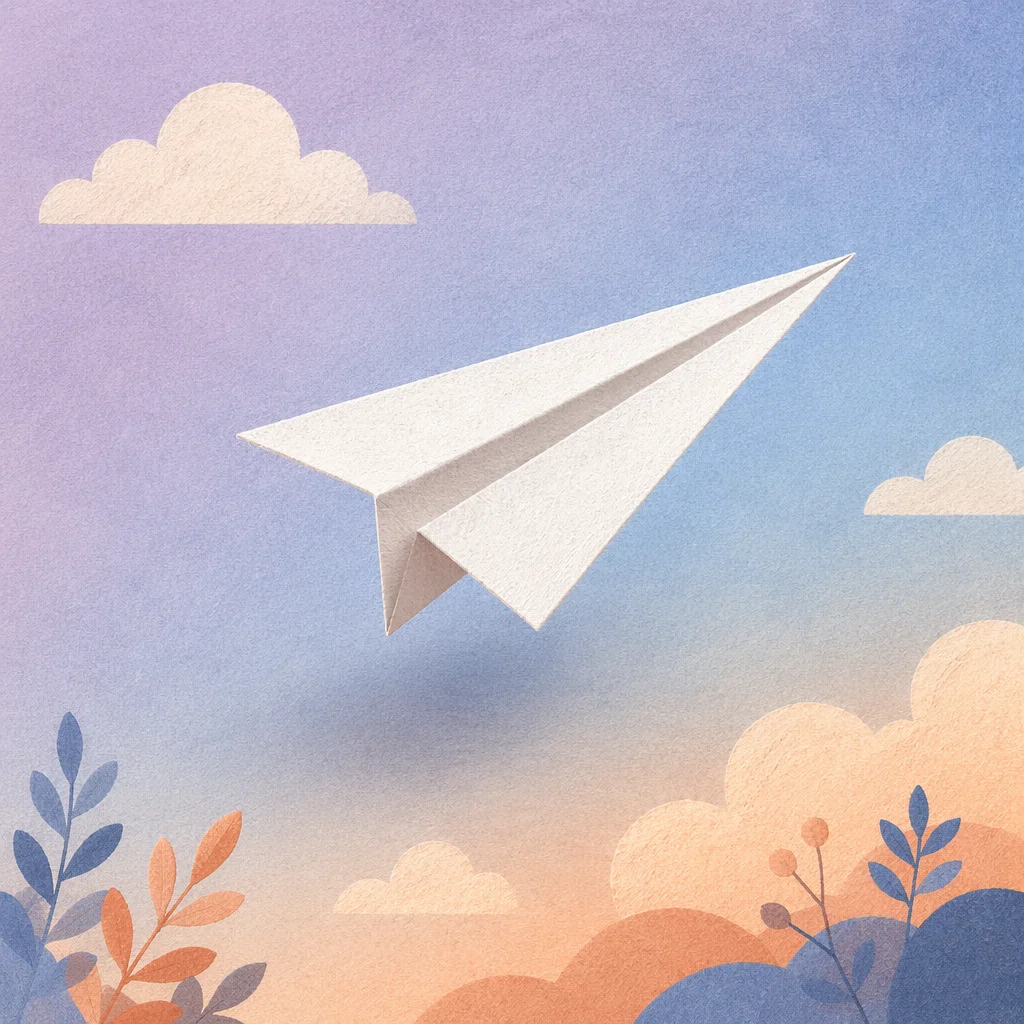 Paper Airplane on Pastel Gradient Background
