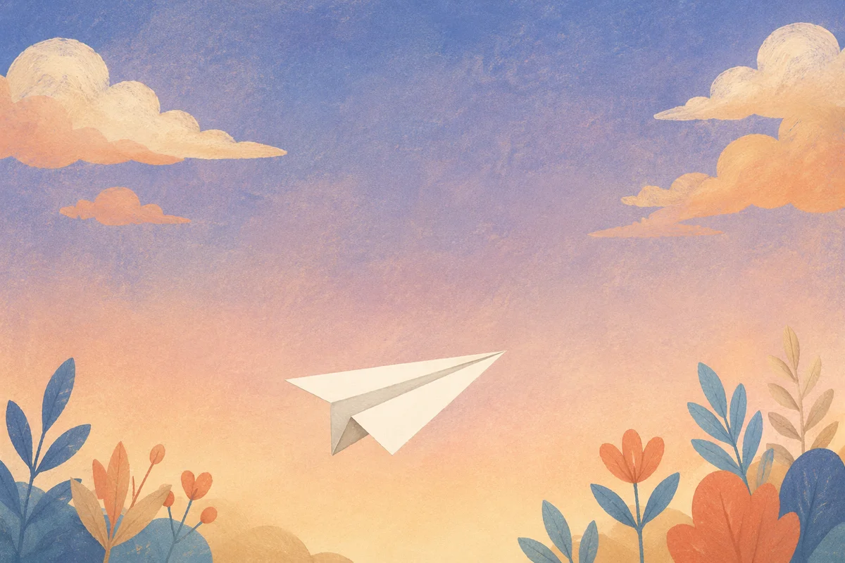 Paper Airplane in Dreamy Pastel Sky