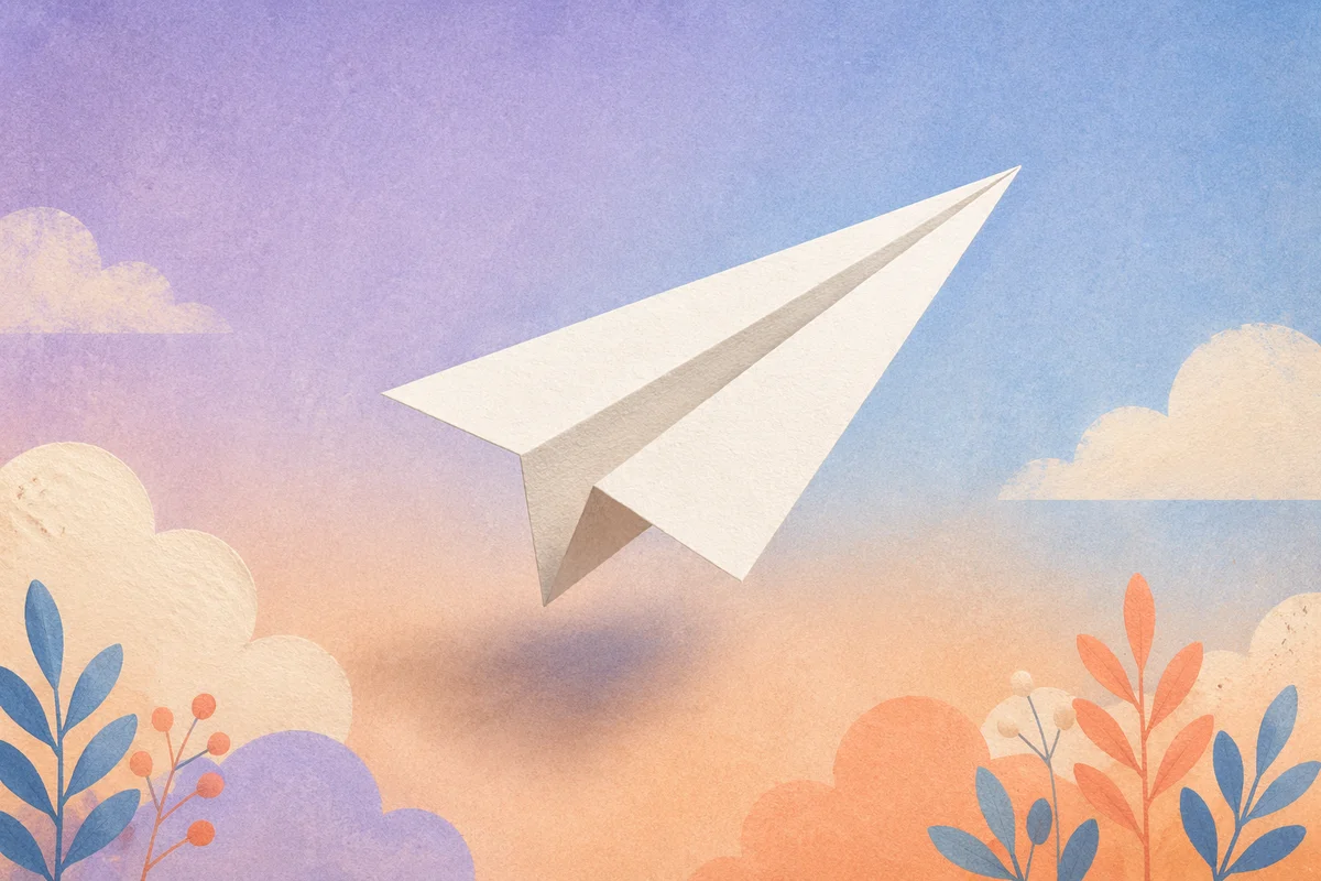 Paper Airplane on Pastel Gradient Background