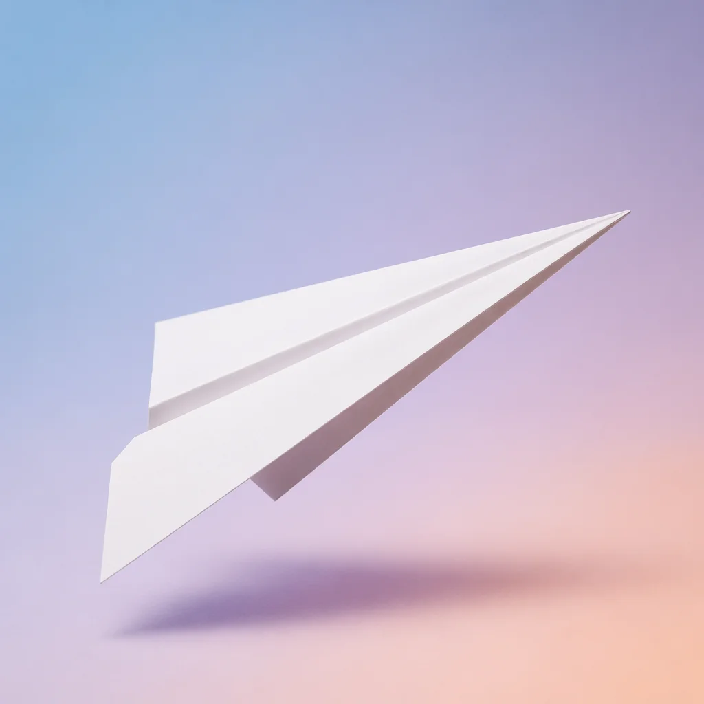 White Paper Airplane on Pastel Gradient
