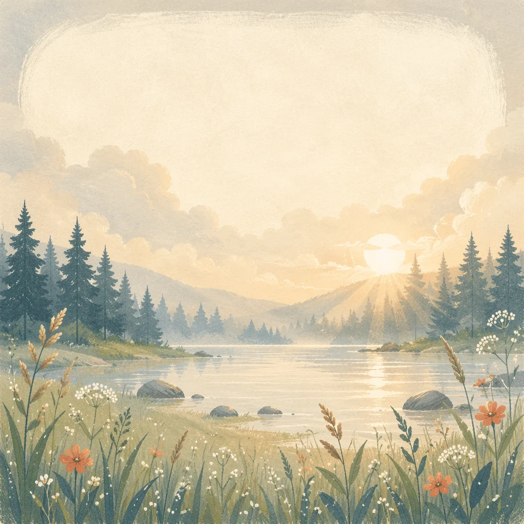 Peaceful Dawn Lakeside Scripture Wallpaper