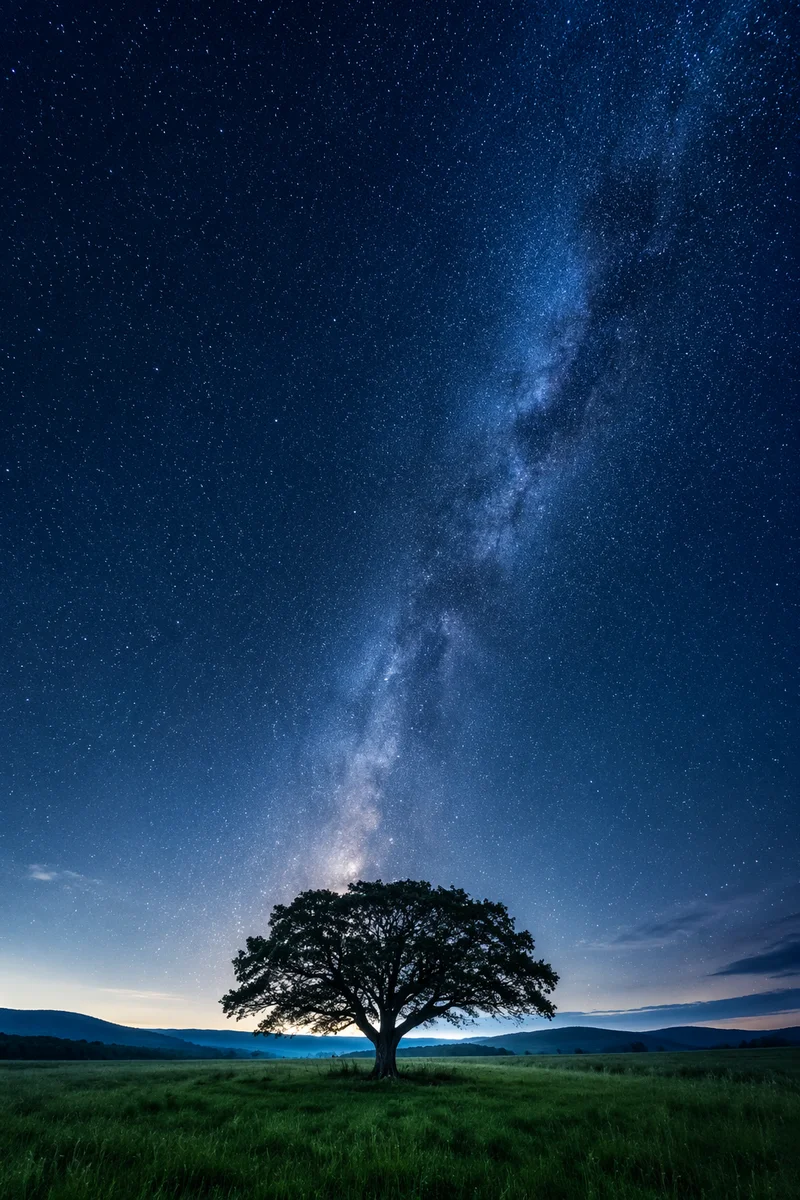 Peaceful Night Tree Scripture Wallpaper