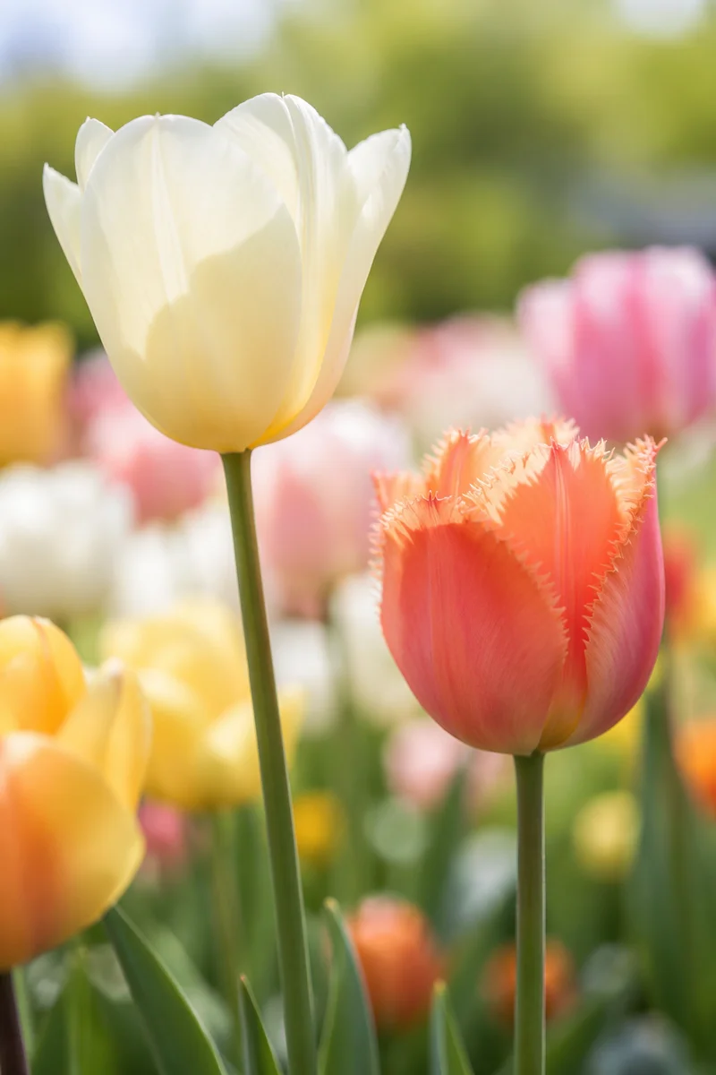 Pastel Spring Tulips in Morning Light