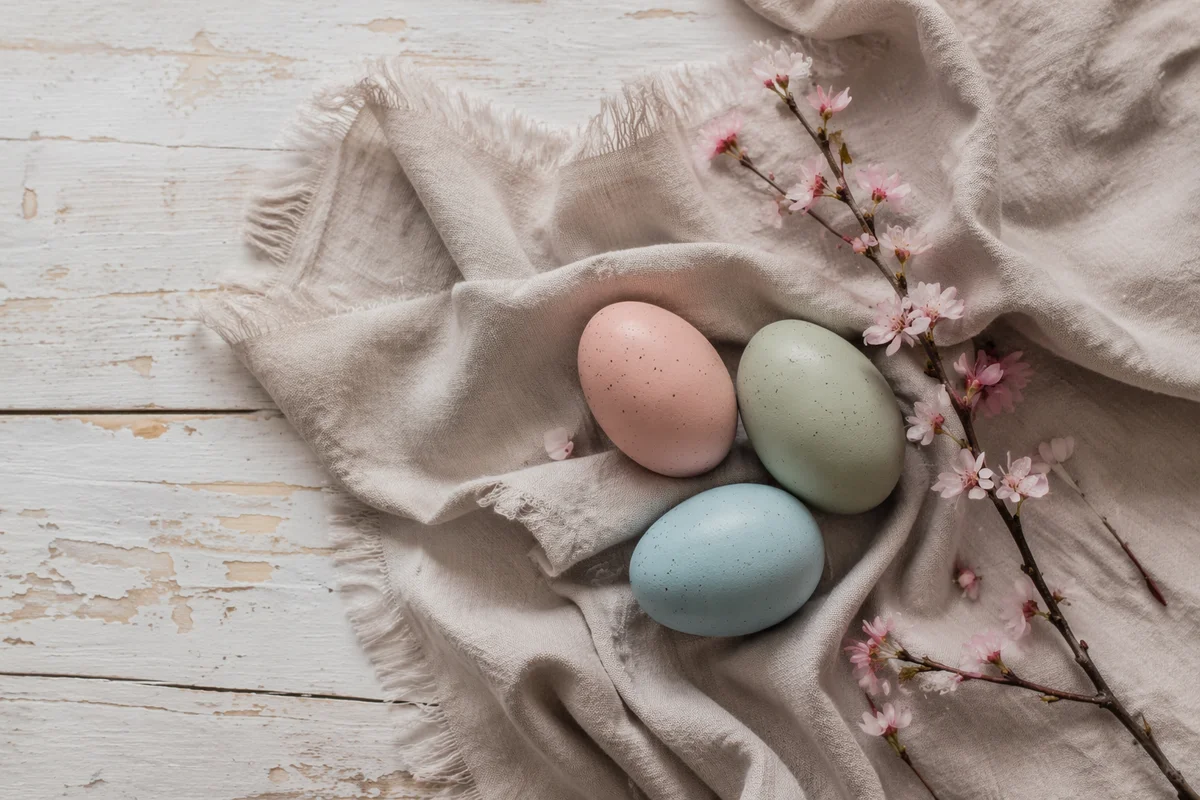 Pastel Spring Flat Lay with Blossoms