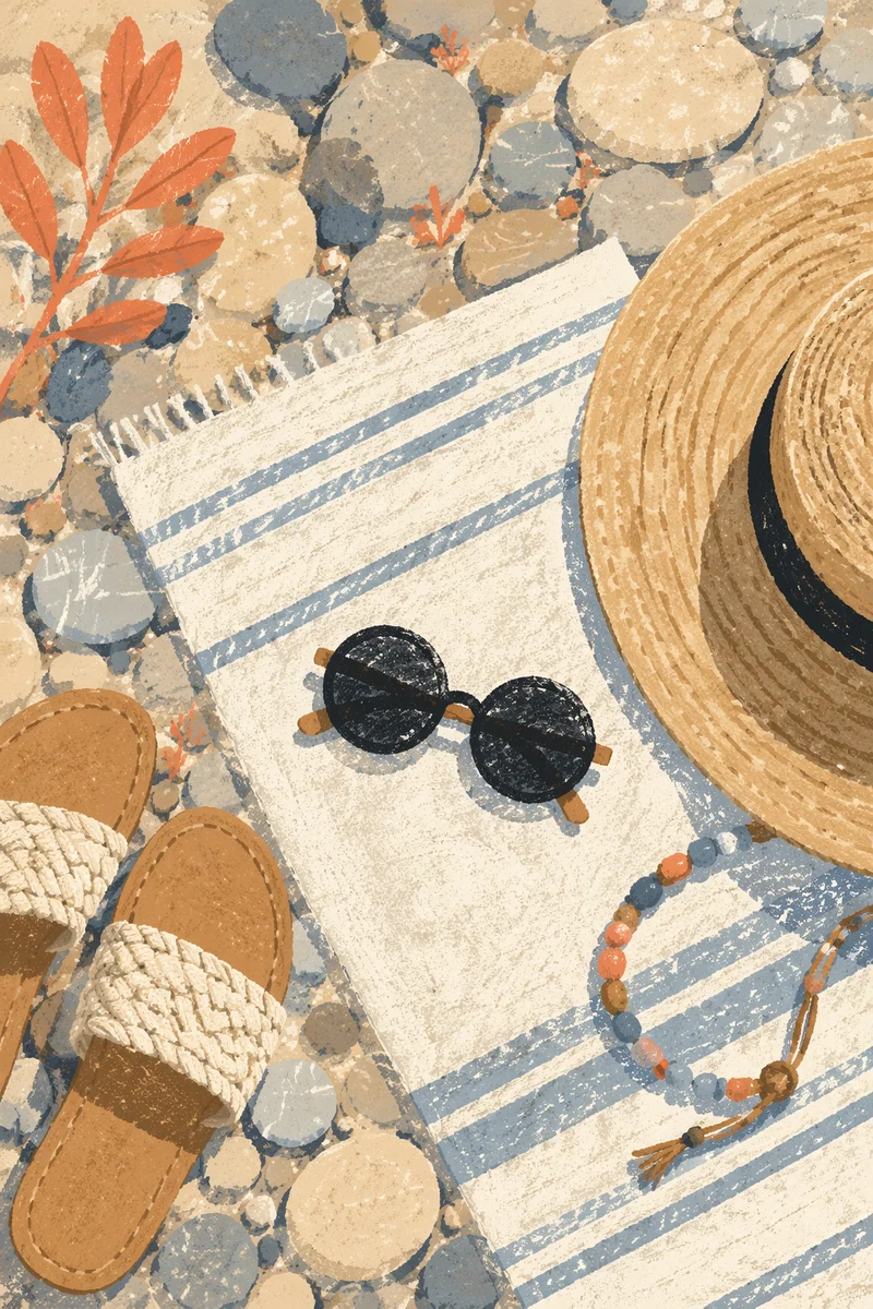 Summer Beach Flat Lay with Sunglasses