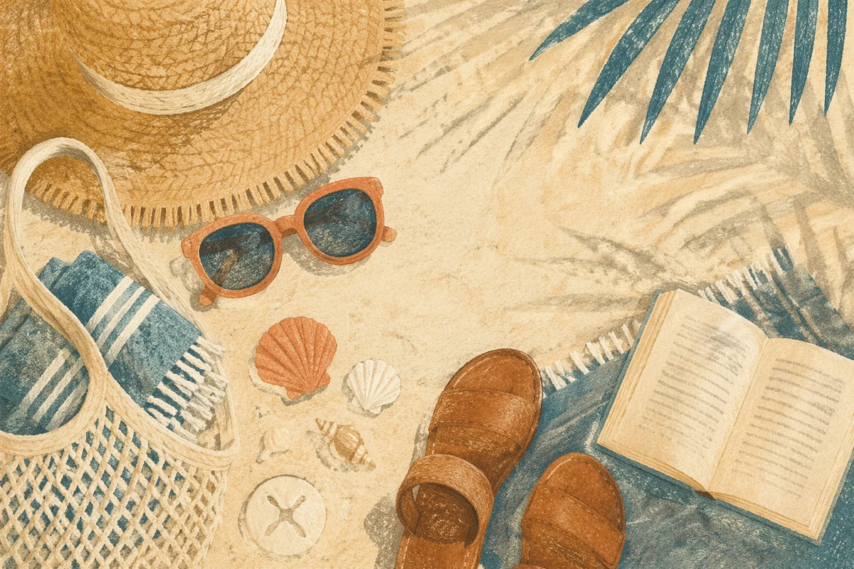 Relaxed Summer Beach Flat Lay Essentials