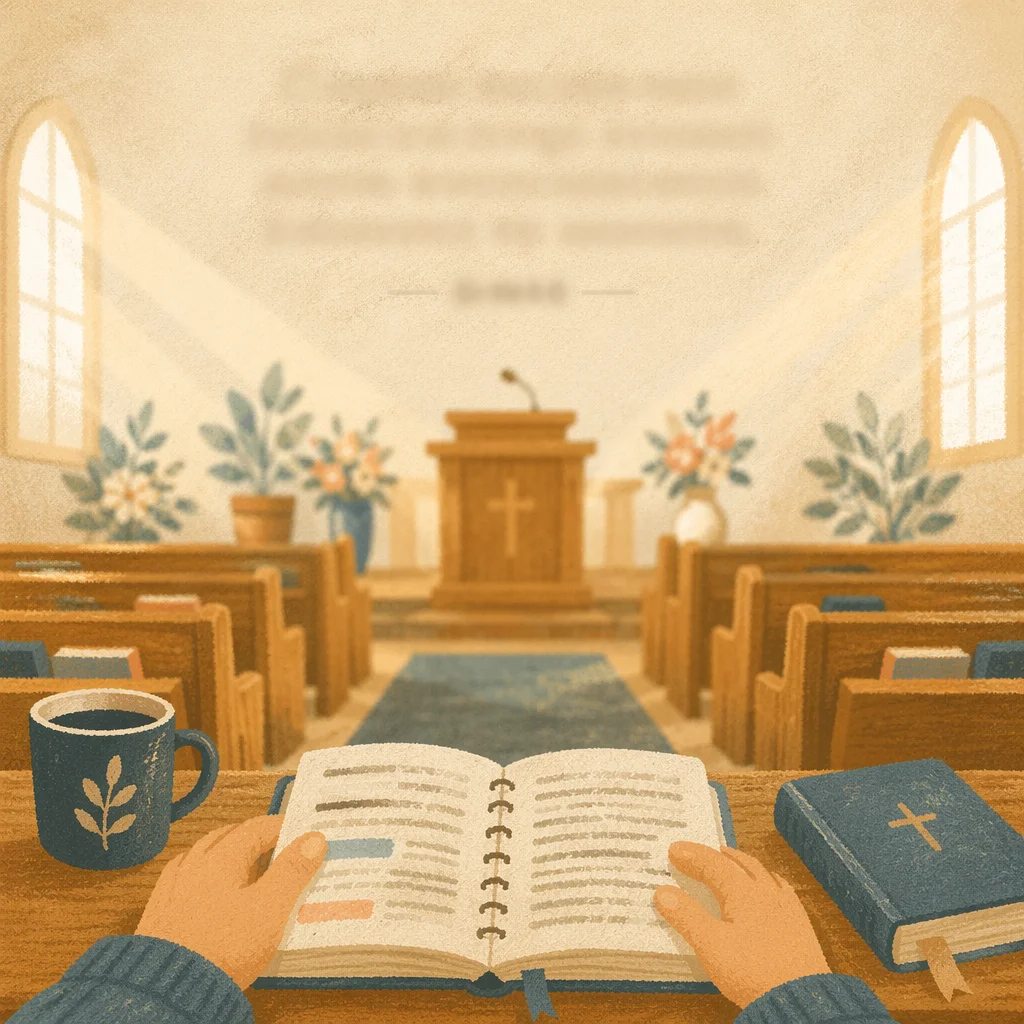 Sunlit Church Sanctuary with Pulpit View